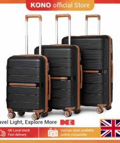 Lightweight Hard Shell Luggage Set with TSA Lock, Spinner Wheels, 20" 24" 28" Travel Suitcases,Black